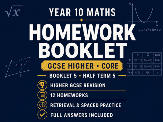 Year 10 Maths Homework Booklet – GCSE Higher Core – Half Term 5 with Answers — cover
