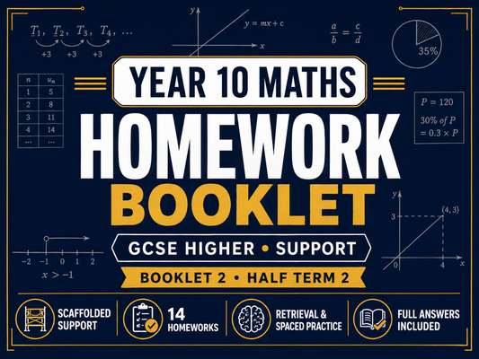 Year 10 Maths Homework Booklet – GCSE Higher Support – Half Term 2 with Answers — cover