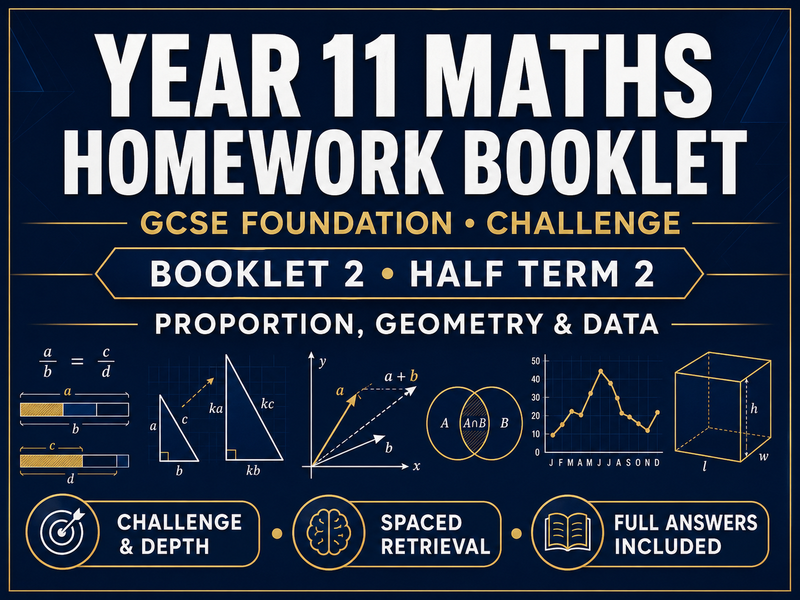 Year 11 Maths Homework Booklet – GCSE Foundation Challenge – Half Term 2 with Answers — cover