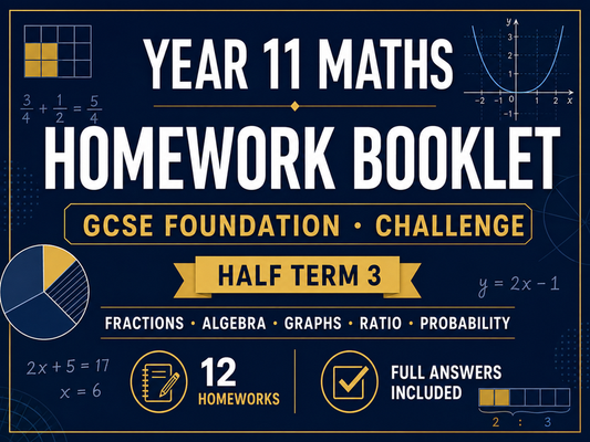 Year 11 Maths Homework Booklet – GCSE Foundation Challenge – Half Term 3 with Answers — cover