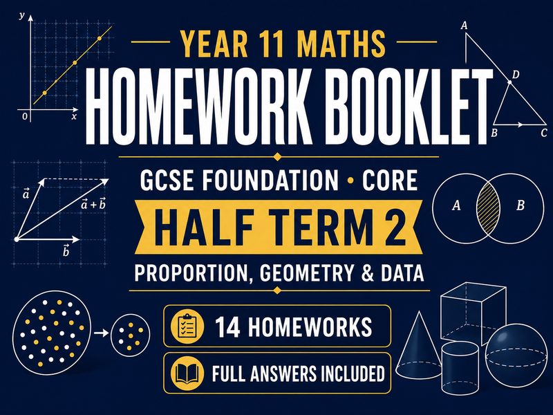 Year 11 Maths Homework Booklet – GCSE Foundation Core Half Term 2 with Answers — cover