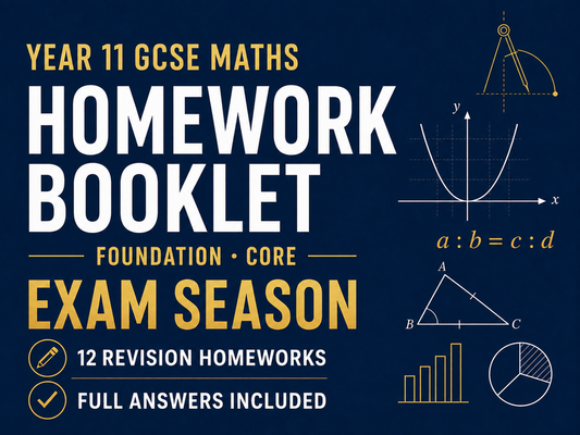 Year 11 GCSE Foundation Maths Homework Booklet – Core Exam Season Revision — cover