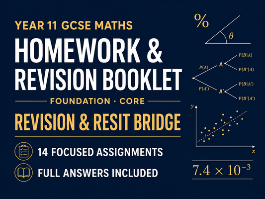 Year 11 GCSE Foundation Maths Homework & Revision Booklet – Core Resit Bridge — cover