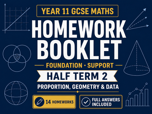 Year 11 GCSE Foundation Maths Homework Booklet – Support Half Term 2 with Answers — cover