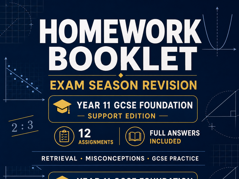Exam Season GCSE Maths Homework - Year 11 Foundation Support - Full Answers — cover