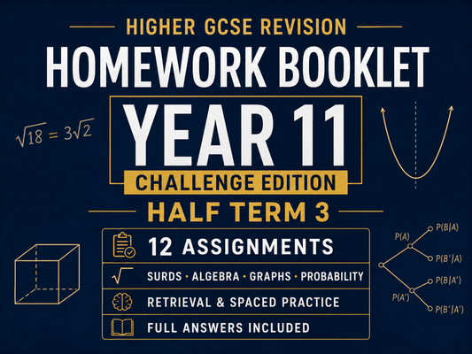 Higher GCSE Revision Homework – Year 11 Challenge Maths Half Term 3 — cover