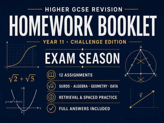 Higher GCSE Exam Season Homework – Year 11 Challenge Maths Revision — cover