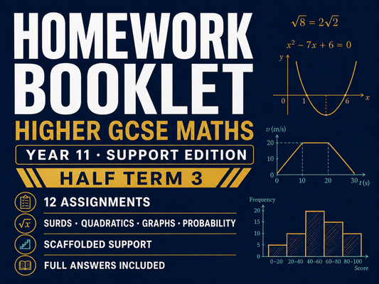 Higher GCSE Maths Homework – Year 11 Support Half Term 3 with Answers — cover