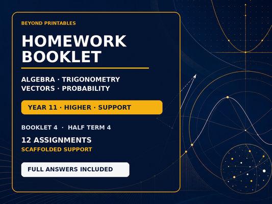 Year 11 Higher GCSE Maths Support Homework HAlf term 4 Algebra, Trigonometry & Vectors: — cover