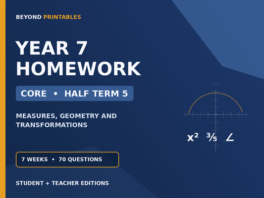 Year 7 Maths Homework | Core | Half Term 5 | Student & Teacher Booklets — cover