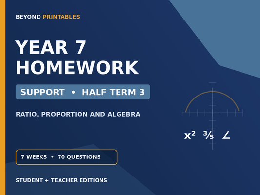 Year 7 Maths Homework | Support | Half Term 3 | Student & Teacher Booklets — cover