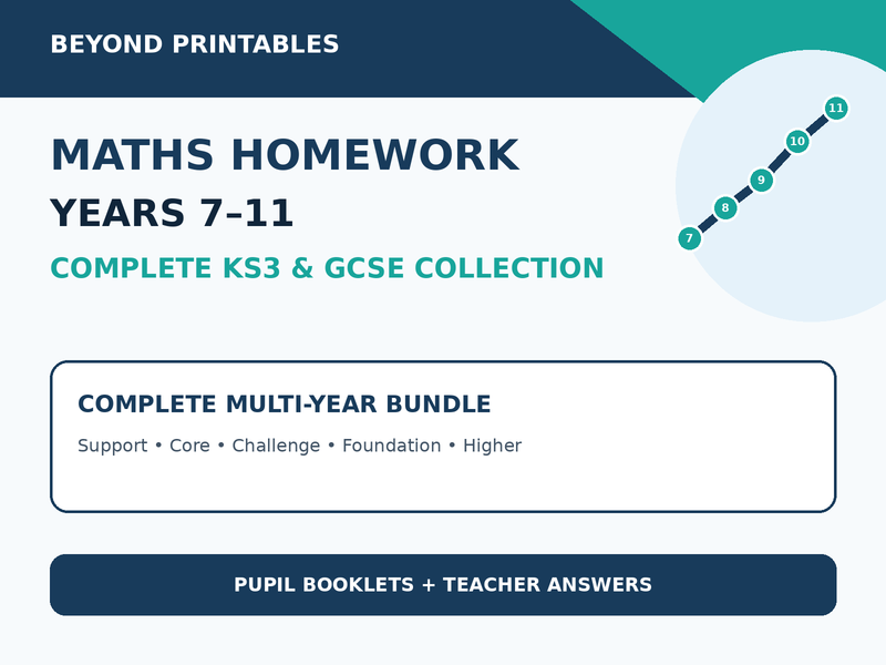 Years 7–11 Complete Maths Homework – KS3 All Pathways and GCSE Tiers with Answers — cover