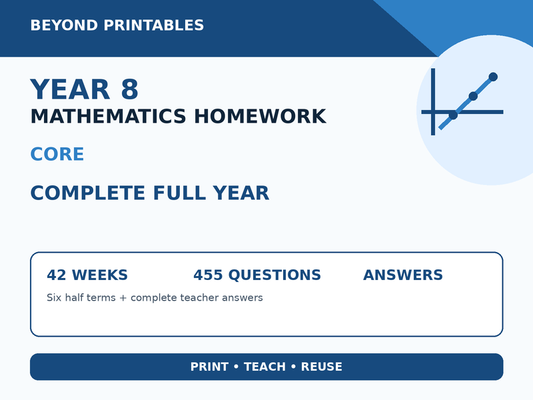 Year 8 Maths Homework – Core Full-Year Bundle with Answers — cover