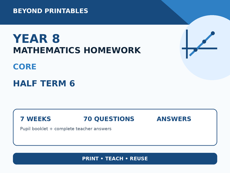 Year 8 Maths Homework Half Term 6 – Core Booklet with Answers — cover