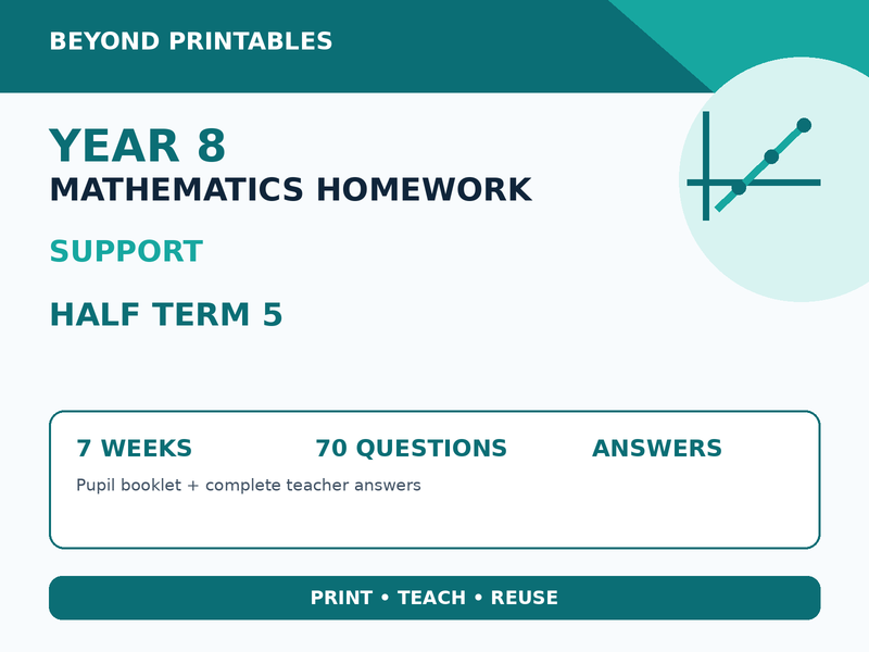 Year 8 Maths Homework Half Term 5 – Support Booklet with Answers — cover