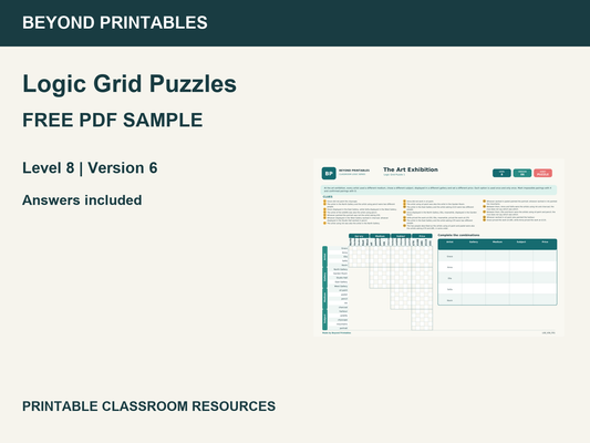 FREE Logic Grid Puzzles Sample | Level 8 Version 6