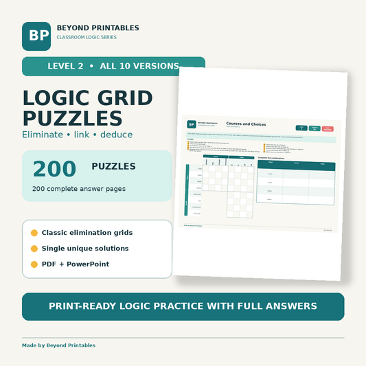 Logic Grid Puzzles Level 2: Linked Clues | Complete 200-Puzzle Pack