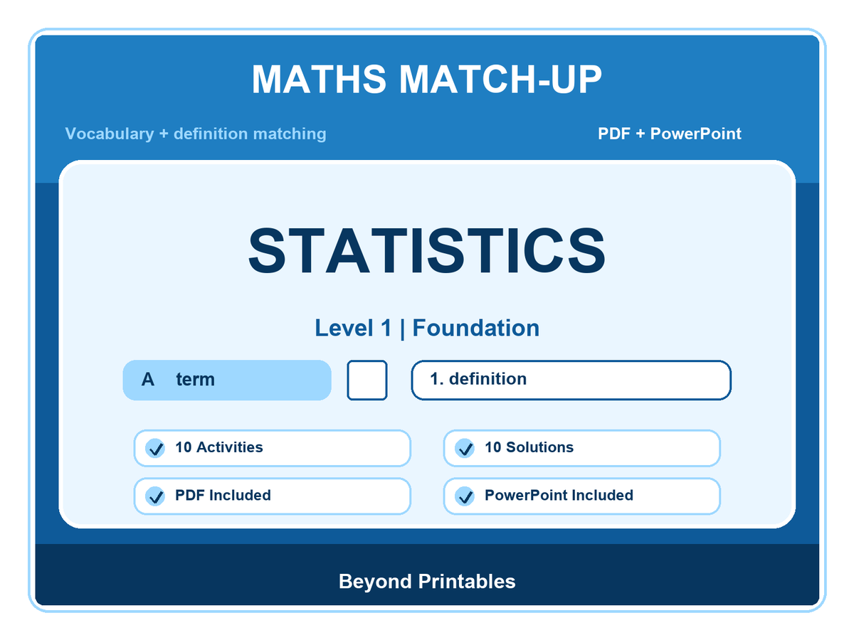 Maths Literacy Match-Up: Level 1 Foundation Statistics | 10 Activities + PowerPoint
