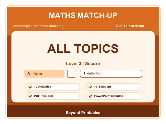Maths Literacy Match-Up: Level 3 Secure | 10 Activities + PowerPoint