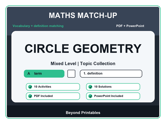 Maths Literacy Match-Up: Circle Geometry | 10 Activities + PowerPoint