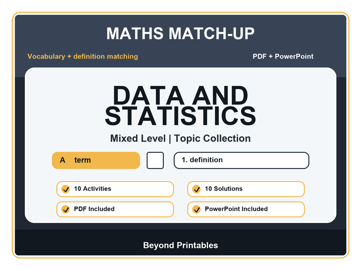 Maths Literacy Match-Up: Data and Statistics | 10 Activities + PowerPoint