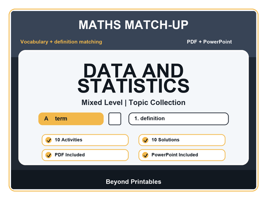 Maths Literacy Match-Up: Data and Statistics | 10 Activities + PowerPoint