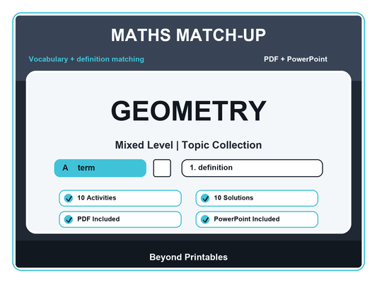 Maths Literacy Match-Up: Geometry | 10 Activities + PowerPoint