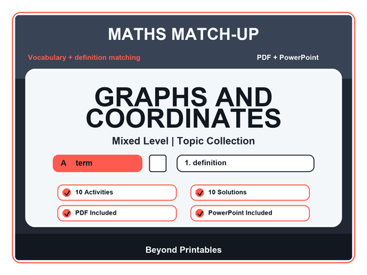 Maths Literacy Match-Up: Graphs and Coordinates | 10 Activities + PowerPoint