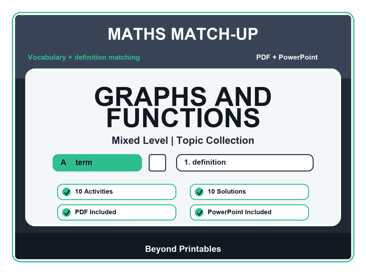 Maths Literacy Match-Up: Graphs and Functions | 10 Activities + PowerPoint