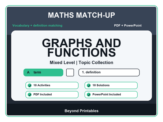 Maths Literacy Match-Up: Graphs and Functions | 10 Activities + PowerPoint