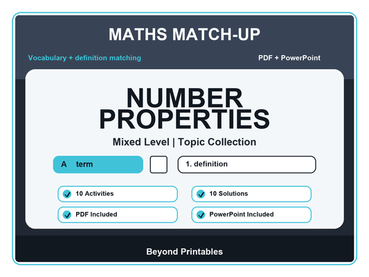 Maths Literacy Match-Up: Number Properties | 10 Activities + PowerPoint