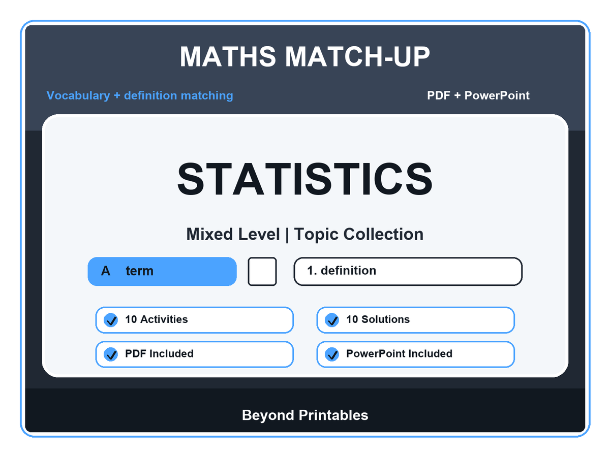 Maths Literacy Match-Up: Statistics | 10 Activities + PowerPoint