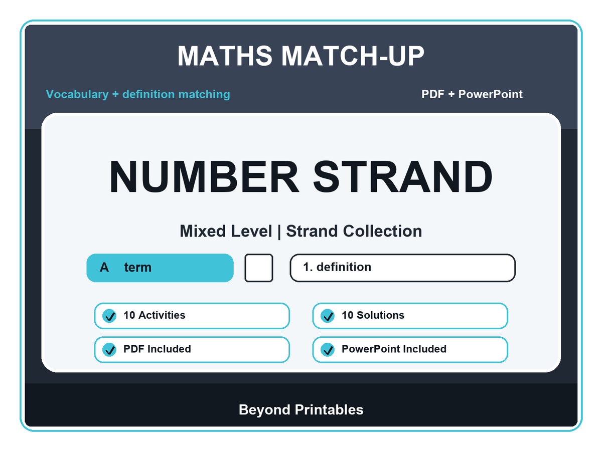 Maths Literacy Match-Up: Number Strand | 10 Activities + PowerPoint
