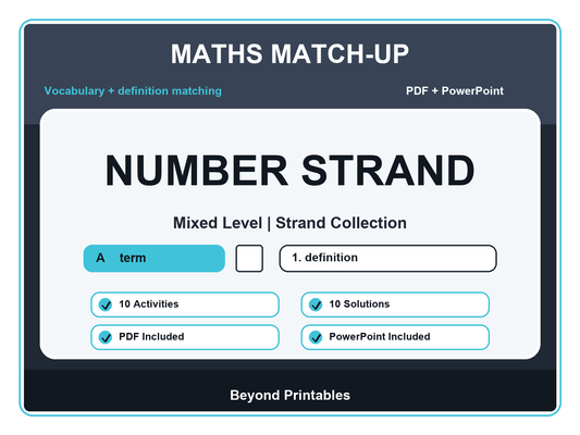 Maths Literacy Match-Up: Number Strand | 10 Activities + PowerPoint