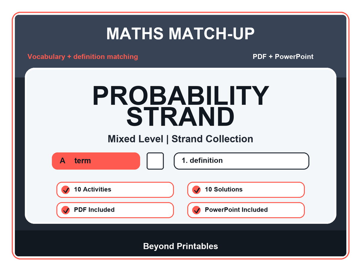 Maths Literacy Match-Up: Probability Strand | 10 Activities + PowerPoint