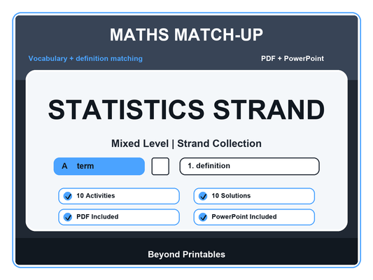 Maths Literacy Match-Up: Statistics Strand | 10 Activities + PowerPoint