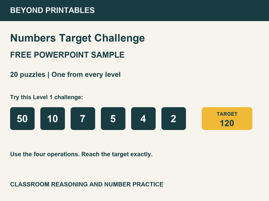 FREE Numbers Target Challenge Sample | PowerPoint