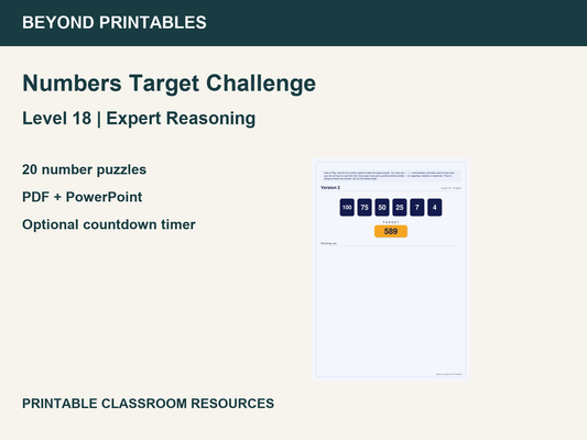 Number Target Challenge Level 18: Expert Reasoning | 20 Maths Puzzles