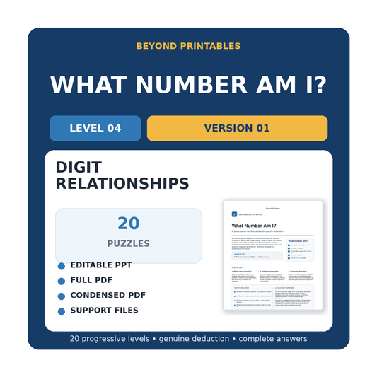 What Number Am I? L04 Digit Relationships V01 | PPT & PDF Maths Puzzles