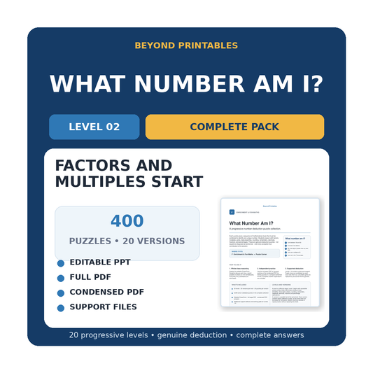 What Number Am I? Level 02: Factors And Multiples Start | 20-Version Bundle
