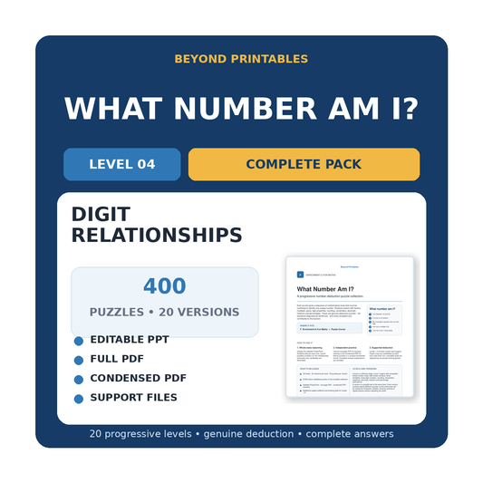 What Number Am I? Level 04: Digit Relationships | 20-Version Bundle