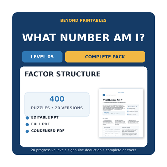 What Number Am I? Level 05: Factor Structure | 20-Version Bundle