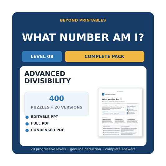 What Number Am I? Level 08: Advanced Divisibility | 20-Version Bundle