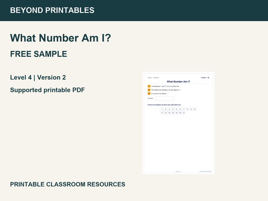 FREE What Number Am I? Sample | Level 4 Version 2 | Supported PDF
