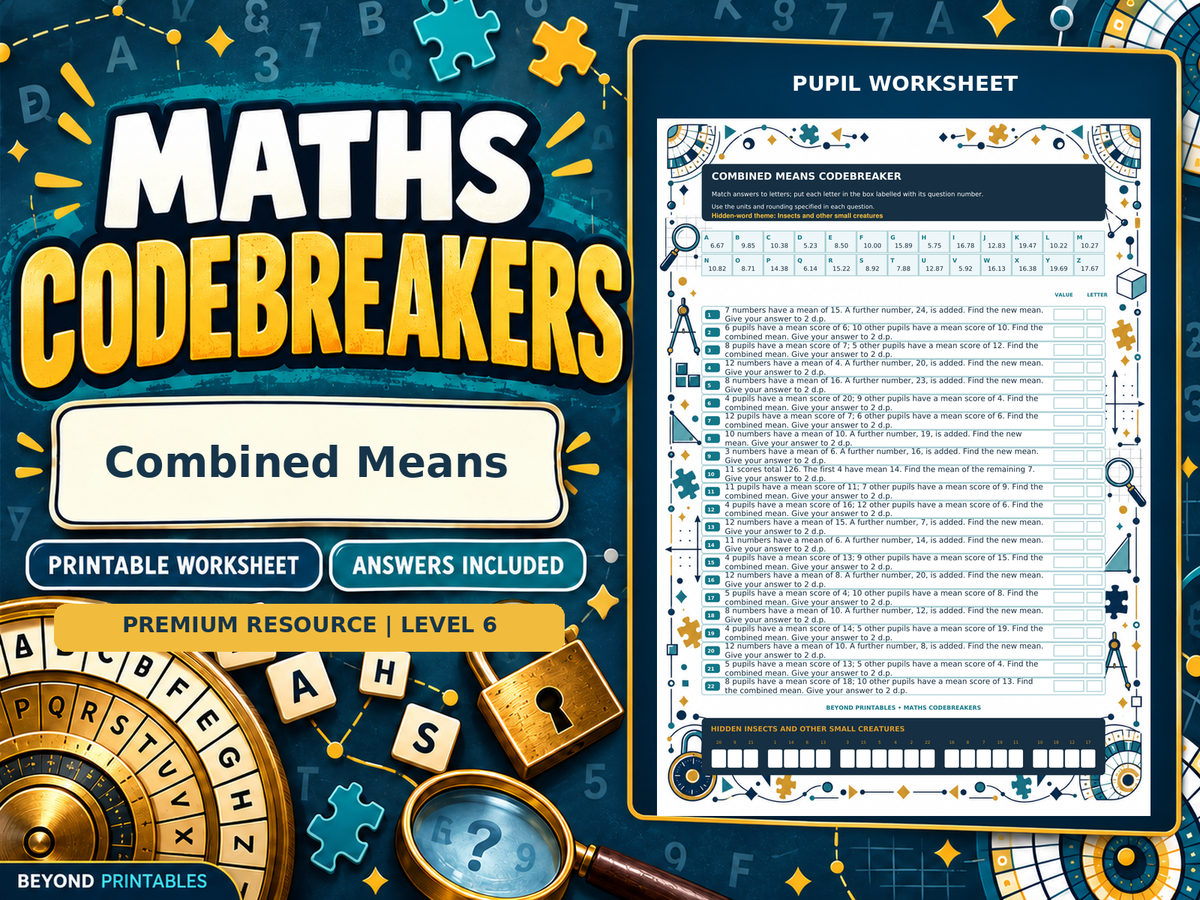 Premium Combined Means | Maths Codebreaker | Answers Included — cover
