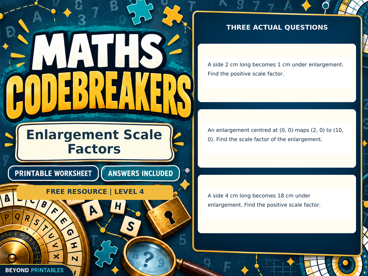 FREE Enlargement Scale Factors | Maths Codebreaker | Answers Included — answer preview