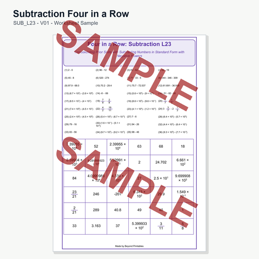 Subtraction Four in a Row — SUB L23 (V01)