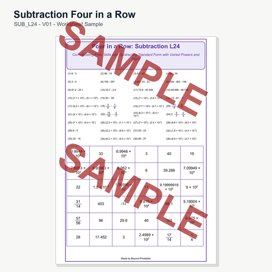 Subtraction Four in a Row — SUB L24 (V01)