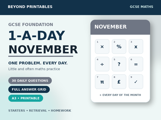 GCSE Foundation Maths 1-a-Day November | Daily Reasoning | Answers | A3/A4