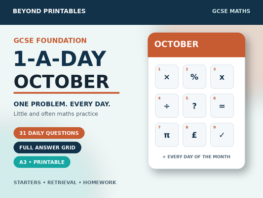 GCSE Foundation Maths 1-a-Day October | Daily Reasoning | Answers | A3/A4